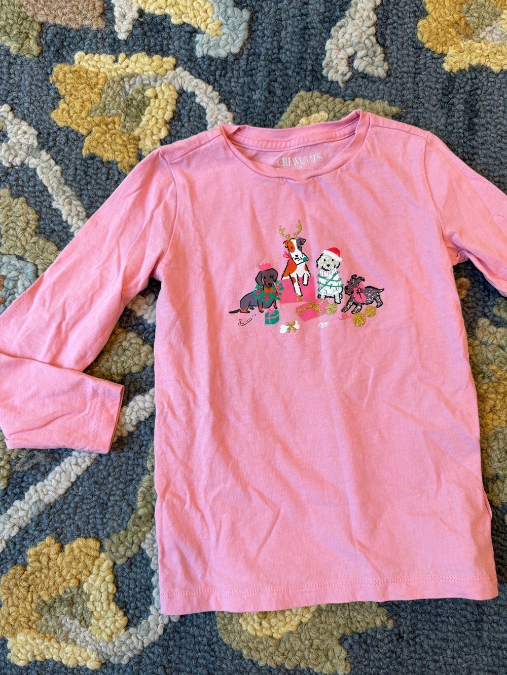 Crewcuts Pink Long-Sleeve Holiday Puppy Tee Size 4-5